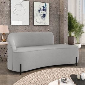 Sofá 3 Lugares Orgânico 180cm Pé Ferro Preto Morgan Suede D03 - D'Rossi - Cinza