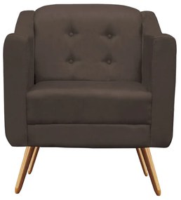 Kit Namoradeira + 2 Poltronas Bruna Pé Palito Suede Marrom