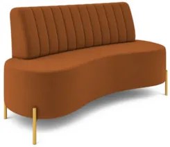 Sofá 2 Lugares 160cm Pés Aço Dourado Tamar Veludo Terracota Z08 - Mpoz