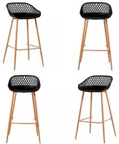 Kit 04 Banquetas Mônaco Alta Preta Base Aço - 76270 Sun House