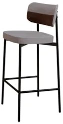 Banqueta Alta Bar Estofada Ella M25 Linho Cinza CL/Marrom - Mpozenato