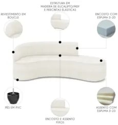 Sofá 4 Lugares Para Sala 220cm Orgânico Wendi Boucle Off White I01  -