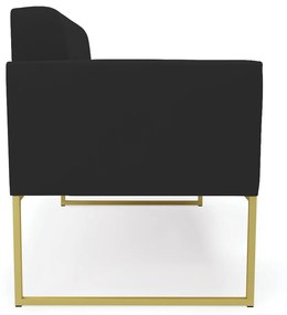 Sofá Namoradeira Elisa Veludo Base Metálica Industrial Dourado - D'Rossi - Preto