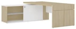Mesa Diretor em L com Tomada 183x202cm Corp A06 Carvalho/Branco - Mpoz