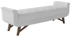 Puff Recamier Calçadeira 140cm Base Madeira Neville Z37 Boucle Branco