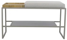Banco Sapateira Eros Assento Trama Perola e Base Champange 80cm - 67231 Sun House
