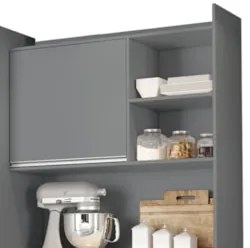 Armário de Cozinha Compacta 160cm 5 Portas Isabel Cinza     - AJL Móve