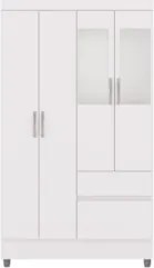 Guarda Roupa Solteiro 103cm Com Espelho Mayra Flex Branco V02 - Mpozen