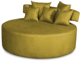 Sofá Chaise Eva Redondo 02 Lugares Suede Amarelo
