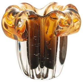 Vaso De Vidro Italy Âmbar E Marrom 14cm X 13cm 29202 Wolff
