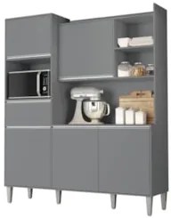 Armário de Cozinha Compacta 160cm 5 Portas Isabel Cinza     - AJL Móve
