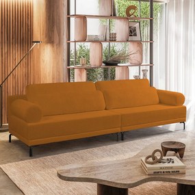 Sofá 2 Lugares Living 194cm Pé Ferro Romeu Bouclê K01 - D'Rossi - Caramelo
