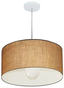 Lustre Pendente Cilíndrico Md-4203 Cúpula em Tecido 45x21cm Palha - Bivolt