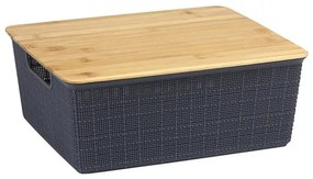 Caixa Organizadora Com Tampa de Bambu (Cinza) - 12L