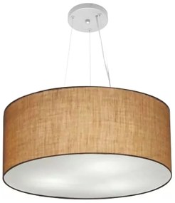Lustre Pendente Cilíndrico Md-4047 Cúpula em Tecido 50x21cm Palha - Bivolt