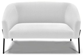 Sofá 2 Lugares Namoradeira Pé de Ferro Preto Stella Bouclê D03 - D'Rossi - Off White