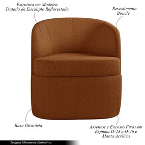 Poltrona Decorativa Design Moderno Bel Sala de Estar Base Giratória Bouclê Terracota G33 - Gran Belo