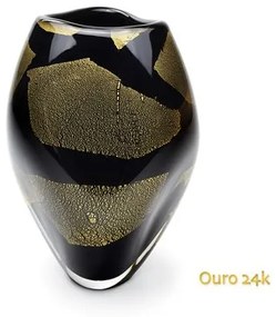 Vasinho Roca 3 Preto Áureo Murano Cristais Cadoro