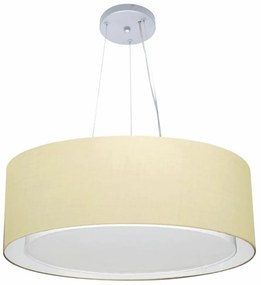 Lustre Pendente Cilíndrico Duplo Md-4125 Cúpula em Tecido 60x25cm Algodão Crú - Bivolt