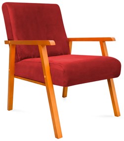 Kit 2 Poltronas Decorativas Alexa Braça de Madeira Suede Vermelho - Sheep Estofados