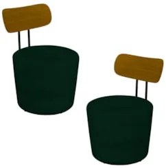 Kit 2 Poltronas Decorativas Redondas 53cm Le Moon Z32 Veludo Verde - M
