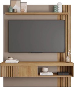 Painel TV 55 Pol 150cm Bancada Suspensa Ripado Luana C01 - D'Rossi - Fendi/Buriti