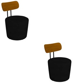 Kit 2 Poltronas Decorativas Addams Veludo Preto G45 - Gran Belo