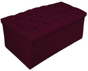 Recamier Baú Estofada Mel 90 cm Solteiro Com Capitonê Suede Bordô - ADJ Decor