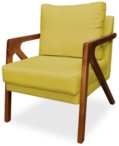 Poltrona Decorativa Mona Amber Veludo Amarelo