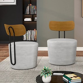 Poltrona Decorativa Addams Veludo Cinza G45 - Gran Belo