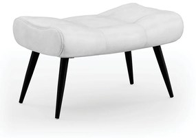Puff Decorativo Sala de Estar Pés Palito Letty PU Branco G19 - Gran Belo