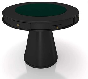 Mesa de Jogos Carteado 4 Lugares Bellagio com Gavetas e Tampo Reversível Base Cone com Tecido Preto/Verde G42 - Gran Belo