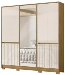 Guarda Roupa Casal 216cm Com Espelho Freeze Freijó/Off Z17 - Mpozena