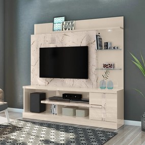 Estante de TV 55 Pol 182cm Sala de Estar Elaris M20 - D'Rossi - Calacata e Off White