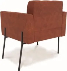 Poltrona Sala Pé Metal Preto Kit 2 Ana Sintético PU Nozes - Ibiza