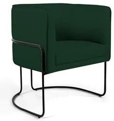 Poltrona Decorativa Base Aço Betina C-303 Veludo Verde Musgo - Domi