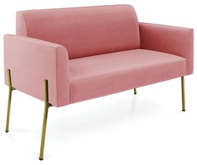 Sofá Namoradeira 2 Lugares Pé de Ferro Dourado Marisa Suede D03 - D'Rossi - Rose