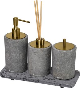 Conjunto Banheiro 3 Pçs Petra - Ouro Escovado  Ouro Escovado