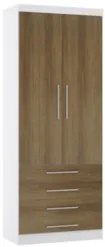 Guarda Roupa Modulado 90cm 2 Portas 4 Gavetas Taiga Branco/Avelã L01 -
