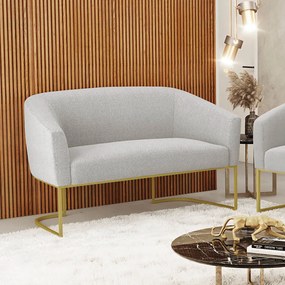 Sofá 2 Lugares Namoradeira Industrial Dourado Stella Bouclê D03 - D'Rossi - Cinza