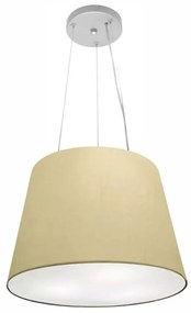Lustre Pendente Cone Md-4152 Cúpula em Tecido 30/40x30cm Algodão Crú - Bivolt