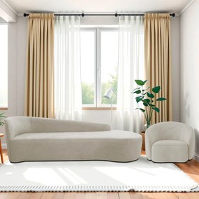 Kit Divã Recamier Orgânico França 220cm Lado Direito e Poltrona Amore Linho