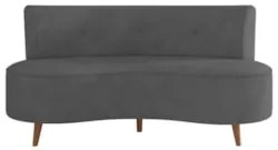 Sofá 2 Lugares para Sala Living 135cm Pés Palito Korah Z08 Veludo Cinz