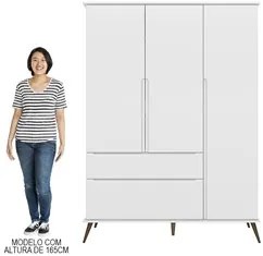 Jogo De Quarto Infantil Guarda Roupa e Cômoda 100% MDF Melinda Branco