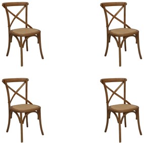 Kit 4 Cadeiras Decorativas Sala De Jantar Cozinha Danna Rattan Natural Bétula G56 - Gran Belo
