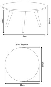 Mesa de Centro Sala de Estar Recepção 60cm Pés Palito Tailân Verde Pistache G26 - Gran Belo