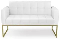 Sofá Namoradeira Base Industrial Dourado Ana Sintético Branco - Ibiza