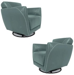 Kit 2 Poltronas Decorativas Valentina Sala de Estar Giratória Couro Azul Majestic G40 - Gran Belo