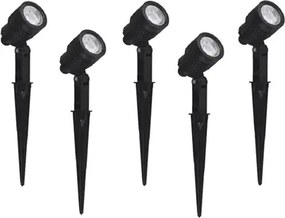 Kit 5 Espetos Led Abs Preto Fosco 6w 3000k Ip65 Yamamura