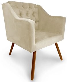 Poltrona Decorativa Capitonê Amanda Retrô Corano Bege - Loja Sheep - Bege